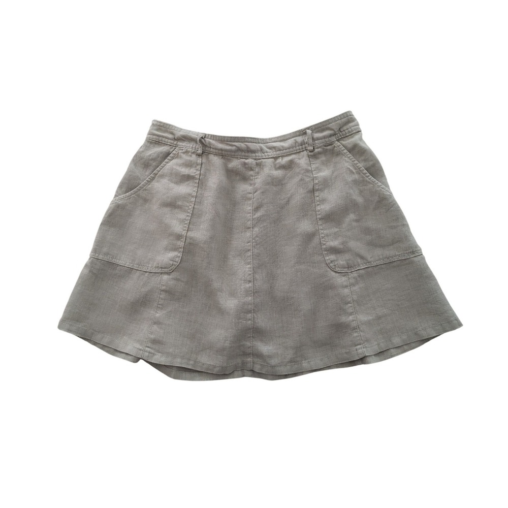 Nicole Miller L New York Linen Skort Sage Green Khaki Mini Summer Classic
